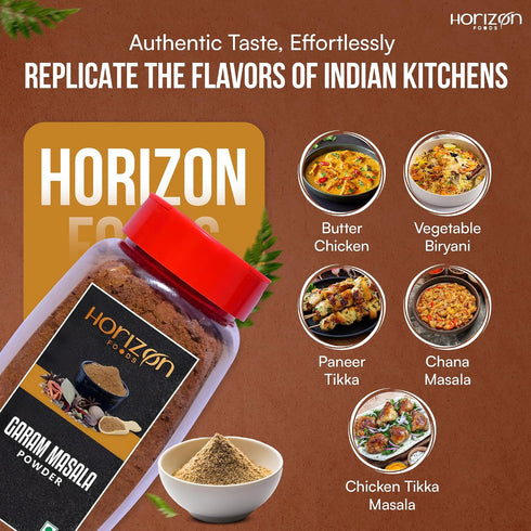 200g Authentic Indian Taste: Horizon Foods Garam Masala Spice Powder - Cloves, Cardamom, Perfect for Tikka Masala