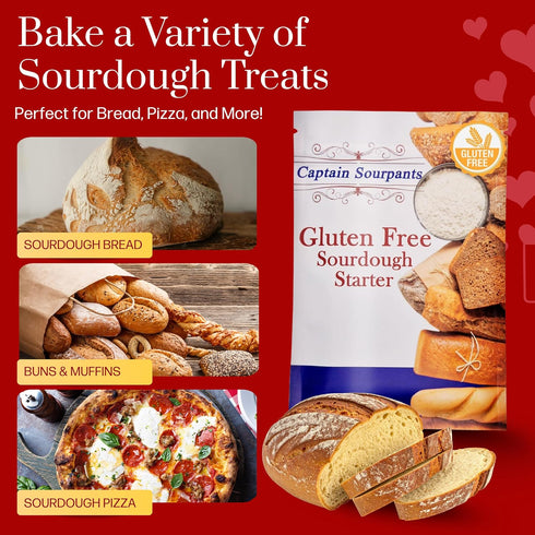 100+ Gluten Free Sourdough Starter - Year Old Dehydrated Heirloom Style Sourdough Starter Kit for Sourdough Bread