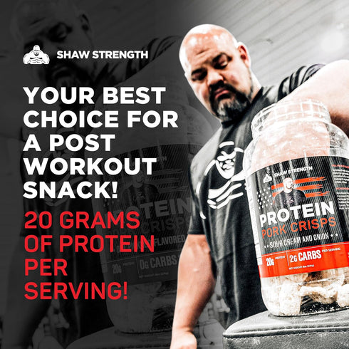 8oz); Shaw Strength Protein Pork Rinds (Sour Cream, Developed for Worlds Strongest Man Brian Shaw, Keto-Friendly, High