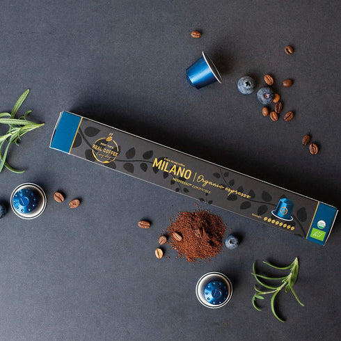 100 100% Milano Organic Italian Espresso for Nespresso | Organic Aluminum Capsules | The Strongest Organic Espresso