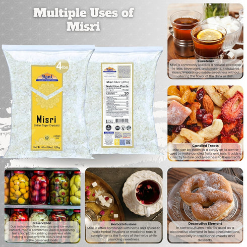 64oz (4lbs) 1.81kg Rani Misri (India Sugar Crystals) ~ All Natural | Gluten Friendly | No Colors | Vegan | Kosher |