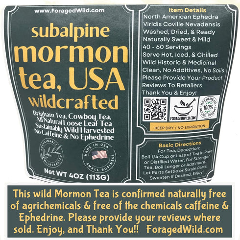 ForagedWild SUBALPINE Mormon Tea Wildcrafted 1/4lb Mormon Tea - Brigham Tea - Ephedra | USA Wildcrafted Dried Subalpine