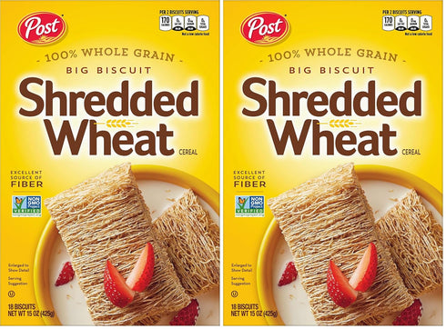 Post Shredded Wheat Cereal, 15 oz (Pack of 2)