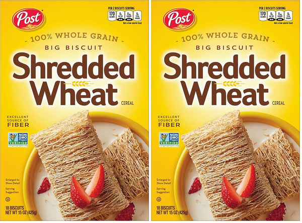 Post Shredded Wheat Cereal, 15 oz (Pack of 2)