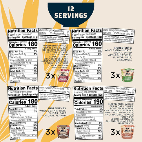 4 Pack, 1.76 (Pack 12) Quaker Instant Oatmeal Express Cups, Flavor Variety Ounce