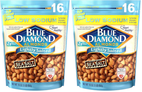 Blue Diamond Almonds Low Sodium Lightly Salted Snack Nuts, 16 Oz Resealable