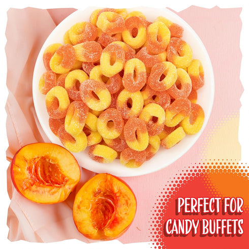 Gummy 1-Pound Gummies Gummy Peach Rings Candy Bag | Classic Sweet and Sour Candy | Soft Peach for Snacking, Dessert