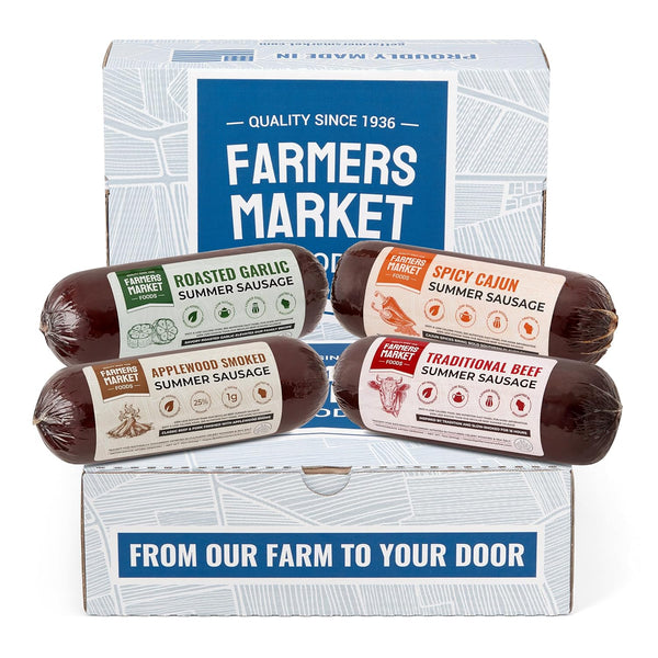Farmers Market, Gluten Free, Keto, Paleo, Low Sodium, Low Sugar, Summer Sausage