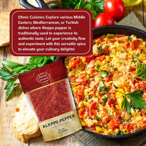 Spicy World Aleppo Pepper Flakes 7 oz | Authentic Turkish Chili Spice for Exquisite Heat & Flavor | Premium Crushed