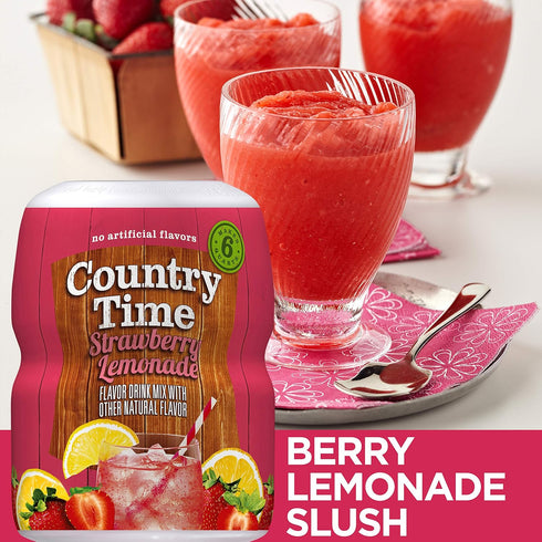 Country 1 Count 18 oz Time Strawberry Lemonade Naturally Flavored Powdered Drink Mix Canister