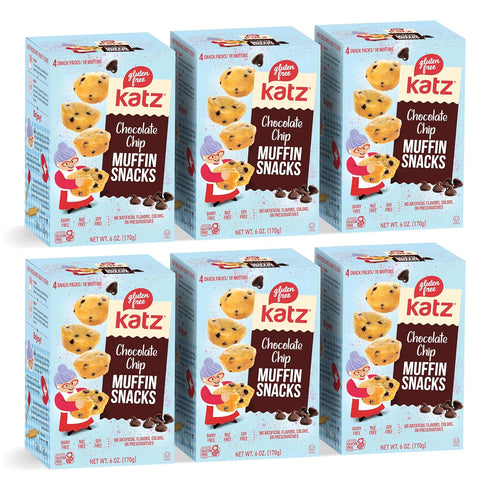 Katz Gluten Free Chocolate Chip Muffin Snacks. Free of Dairy, Nuts, and