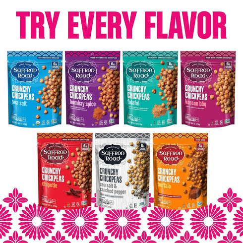 6 oz (4 Pack) Saffron Road Organic Crunchy Chickpea Snacks-Gluten Free, Non-GMO, Halal, Kosher, Vegan - (Falafel