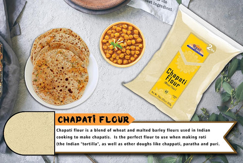 (100% 32oz (2lbs) 908g Rani Chapati Flour Pure Whole Wheat Chakki Atta), For Making Roti & Indian Breads ~ All Natural