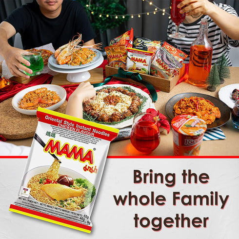 30 Pack) MAMA Noodles CHICKEN Instant Spicy Noodles with Delicious Thai Flavors, Hot And Spicy Noodles with Chicken