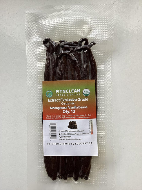 13 B|4.5"- 5.5" Madagascar Organic Vanilla Beans Extract Exclusive Grade by FITNCLEAN VANILLA| USDA Certified Organic.