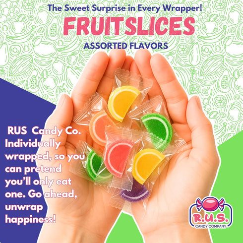 1 Lbs (1 RUS Candy Company Classic Fruit Slices Bulk Bag | Old-Fashioned Jelly | Nostalgic Fruit-Flavored Candy