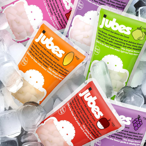 (12.7 oz, Pack 3) Jubes Strawberry Nata De Coco Jelly Cubes of - Strawberry Coconut Jelly Cubes for Sago - Coconut Gel