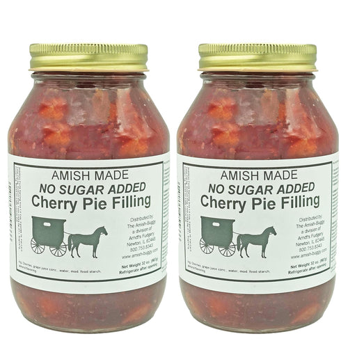 Amish Buggy Amish Pie Filling No Sugar Added Cherry - TWO 32 Oz Jars