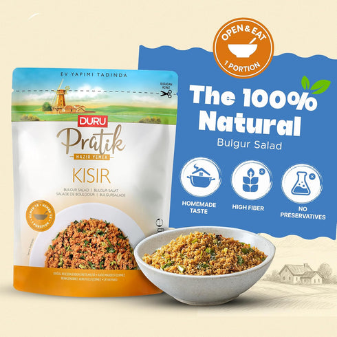8,8 100% Duru Ready Bulgur Salad, Ounces, Open & Eat, Natural, Non-GMO, BPA Free, No Trans Fat, No Preservatives