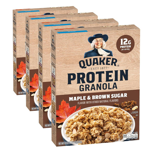 Quaker Protein Granola, Maple Brown Sugar, 18oz (Pack of 4)
