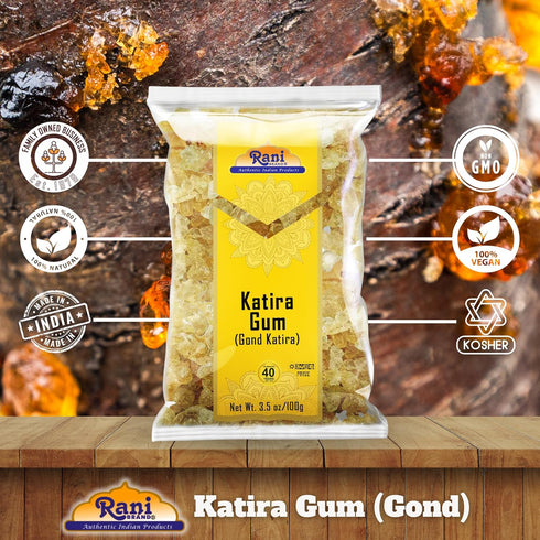 Rani Edible Gum Whole (Goonder Tragacanth Gum) 3.5oz (100g), All Natural, Vegan, Gluten Friendly, Kosher, Indian Origin