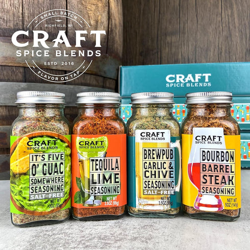 4-Pack Set Craft Spice Blends Happy Hour Seasoning Gift - Top Shelf Spices Raising the Bar on Flavor - Spice Blends