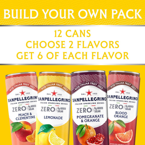 Pack, 12-Pack Sanpellegrino Zero Grams Added Sugar Italian Sparkling Drinks, Sparkling Fruit Beverage, Made