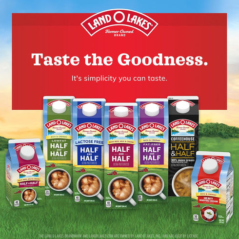 1 Land O Lakes Half And Half, Traditional, Coffee Creamer, Quart