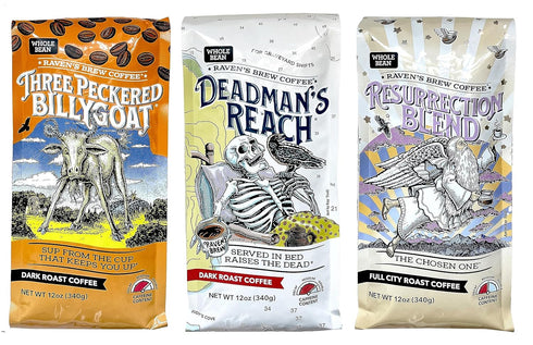 Raven's Brew Whole Bean Coffee Variety Pack - 3 Delicious Flavors -