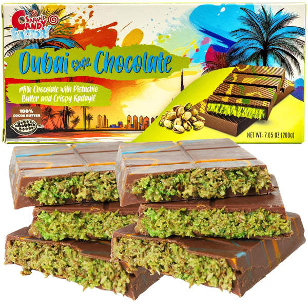 Luxury Dubai-Style Chocolate Bar 200g, Rich & Exotic Gourmet Milk Chocolate, with