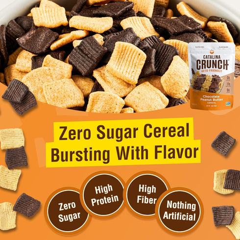 4 Pack (9oz Catalina Crunch Chocolate Peanut Butter Keto Cereal Bags) | Low Carb, Sugar Free, Gluten Free | Keto
