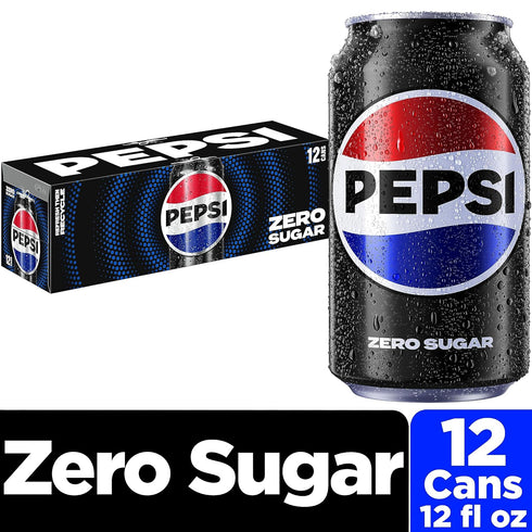 12 Oz (Pack 12) Pepsi Zero Sugar Cola Soda, Fl Cans