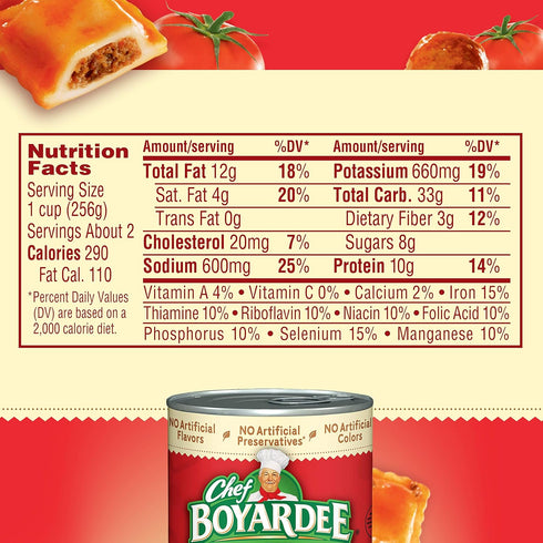 15 Oz (Pack 6) Chef Boyardee Mini Beef Ravioli and Meatballs, Can