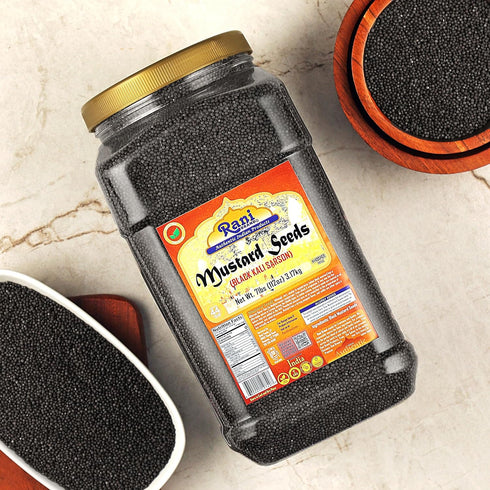 112oz (7lbs) 3.18kg Rani Black Mustard Seeds Whole Spice (Kali Rai) Bulk PET Jar ~ All Natural | Gluten Friendly |