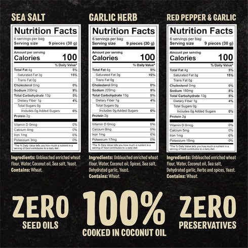 Pack 180g (Pack 6) 100% Cedar Valley Pita Chips Variety | of | Seed Oil Free, Cooked in Coconut Oil | Crisp, Golden