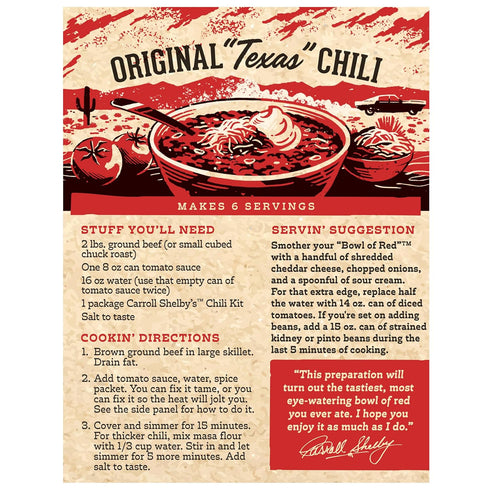 Shelby's 3.65oz (Pack 8) Carroll Original Texas Brand Chili Kit Box