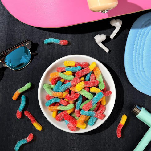 Gummy 28.8 oz Trolli Sour Brite Crawlers, Candy, Cherry-Lemon, Strawberry-Grape & Orange-Lime, Sweet and Sour, Worms