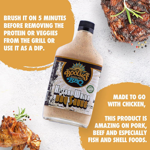 12.5 Hi-Tone White Bbq Sauce, Mayo Bbq Seasoning and Dipping Sauce with Vinegar and Lemon, Gluten-Free White Sauce