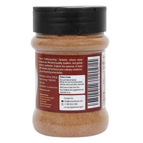 Tarkeeb Chat Masala 4.23 oz Shaker Top PET Jar, Tangy Indian Seasoning, All Natural, Vegan, Gluten Free