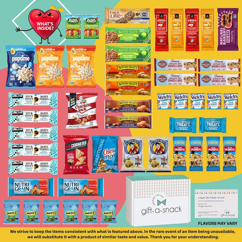 Package (50 Count) Gift A Snack - Easter Treats, Healthy Snack Box Care + Greeting Card Birthday Treats Gift Basket