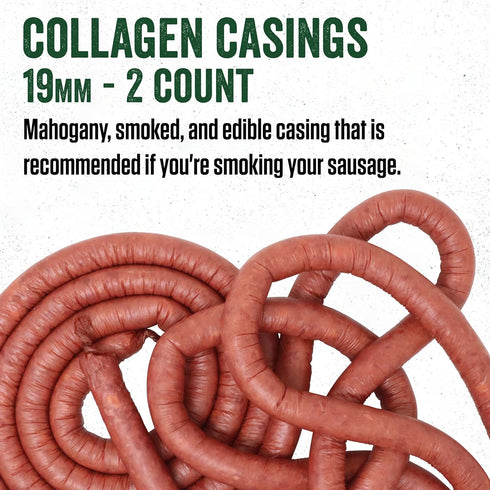 19mm, 16 Pack, 2-Pack LEM Products Mahogany Smoked Collagen Casings, Edible Sausage Casings, Stuffs Approximately