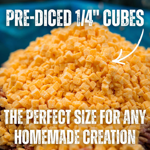 1 lb 1/4" 10 lbs 400F Bearded Butchers High-Temp Cheddar Cheese Shelf-Stable Cubes for Up to of Meat, High-Temperature