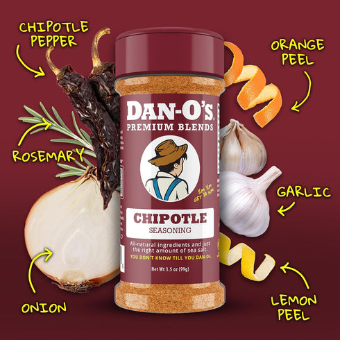 3 3 Pack (3.5 oz) Dan-O's Seasoning Small Bottle Combo | Original, Chipotle, & Spicy |