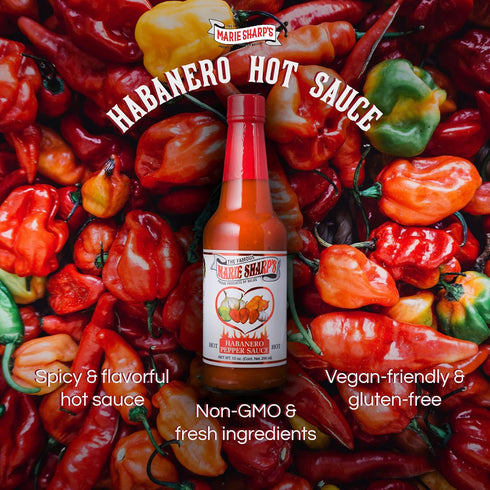 Marie Sharp’s Habanero Hot Sauce - 10-Fluid Ounce Hot Sauce for Marinade & Dips (Pack of 2)