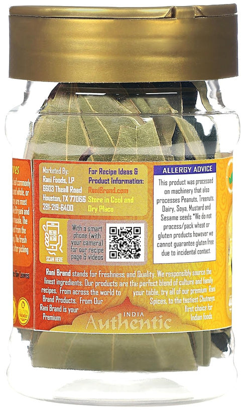 Rani Bay Leaf (Leaves) Whole Spice, Hand Selected Extra Large 0.4oz (12g) PET Jar, All Natural, Gluten Friendly,