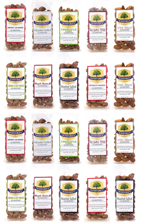 Bold and Spicy Flavored Snack Almonds 1.5 oz Variety Pack by Sohnrey