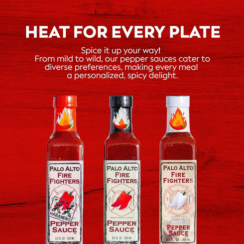 Palo Alto Firefighters Pepper Sauce (8.5oz) - No Sodium Hot Pepper Sauce, Salt Free