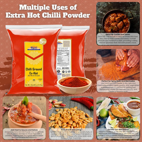 80oz (5lbs) 2.27kg Rani Extra Hot Chilli Powder Indian Spice Bulk ~ All Natural | No Color added | Gluten Friendly |