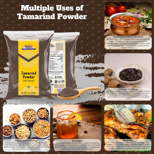 Rani Tamarind Powder (Imli) 7oz (200g) ~ All Natural, Vegan, Gluten Friendly, Kosher, NON-GMO, Indian Origin