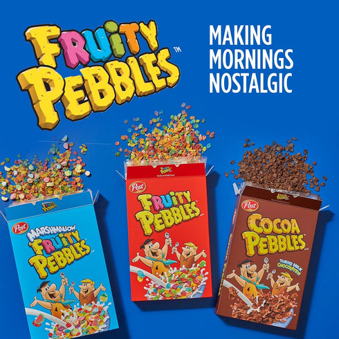32 oz (Pack 2) Cocoa PEBBLES Cereal, Gluten Free Rice Cereal, Family Size Bag